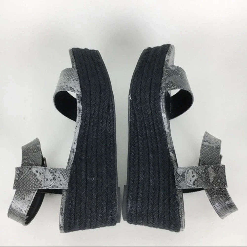 Coconuts By Matisse‎ 8 Black Gray Snakeskin Platform Wedges Espadrilles Sandals